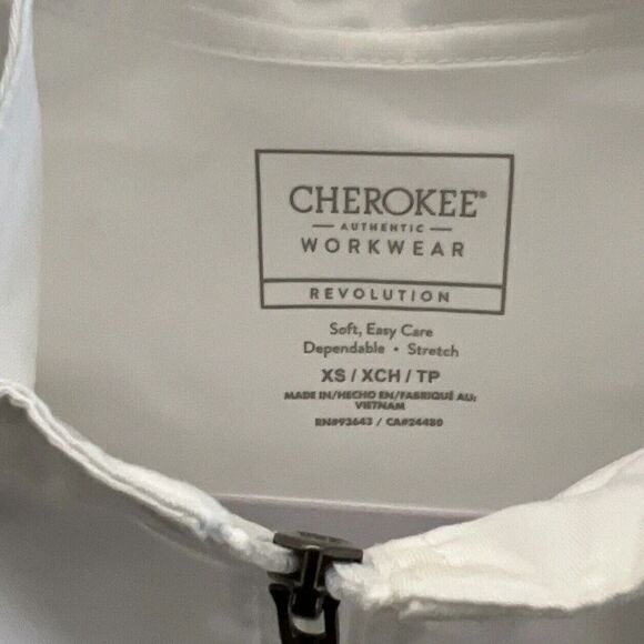 Cherokee Workwear Revolution Men Sz XS Zip Front White Scrub Jacket - Picture 4 of 16